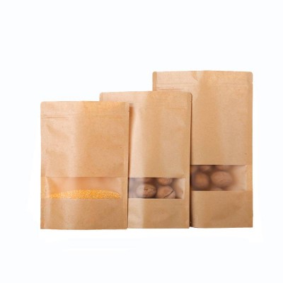 20x30+5cm Kraft Paper Stand-up Pouches Without Any Printing,With Zipper